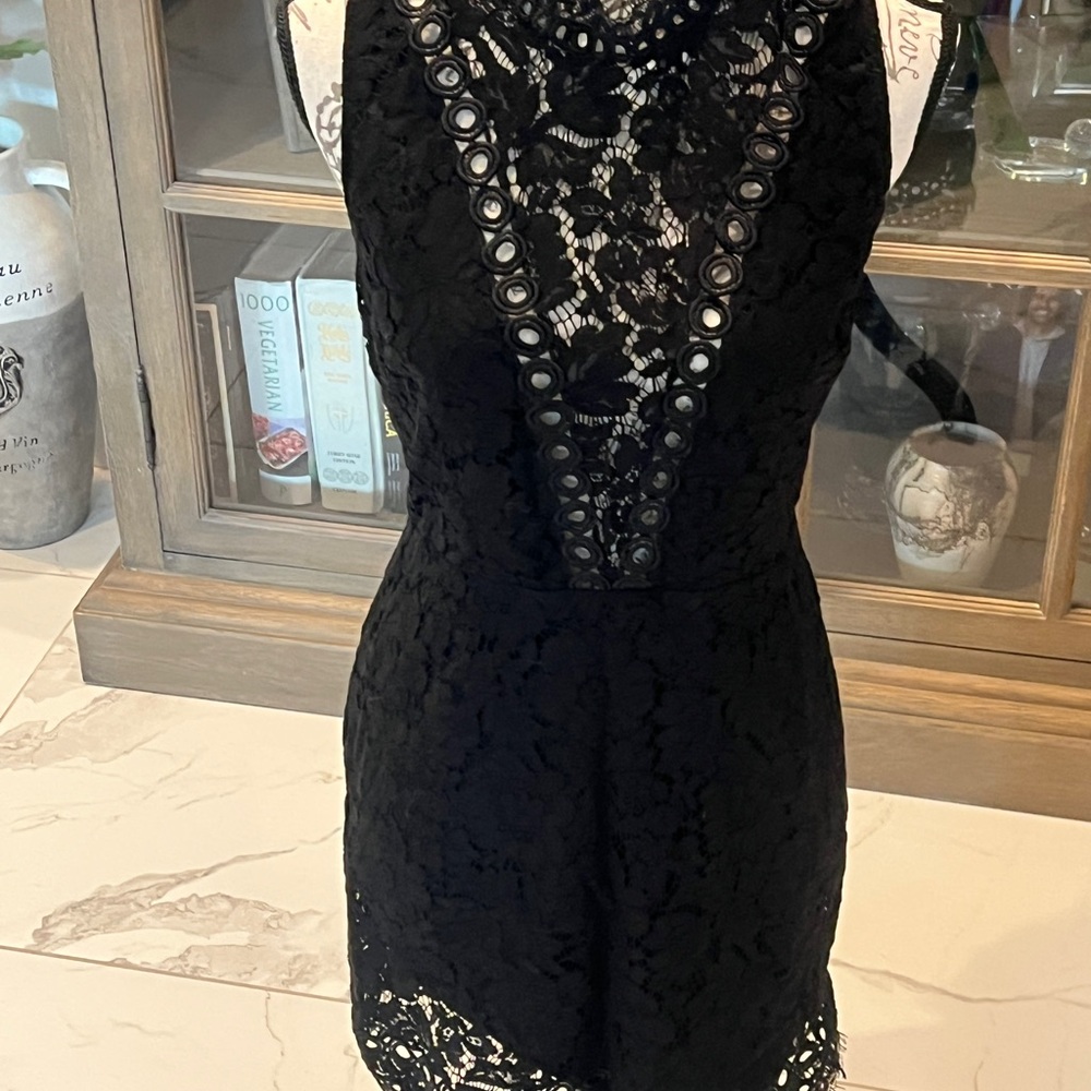 Free People “Saylor”Black Lace Mini Dress